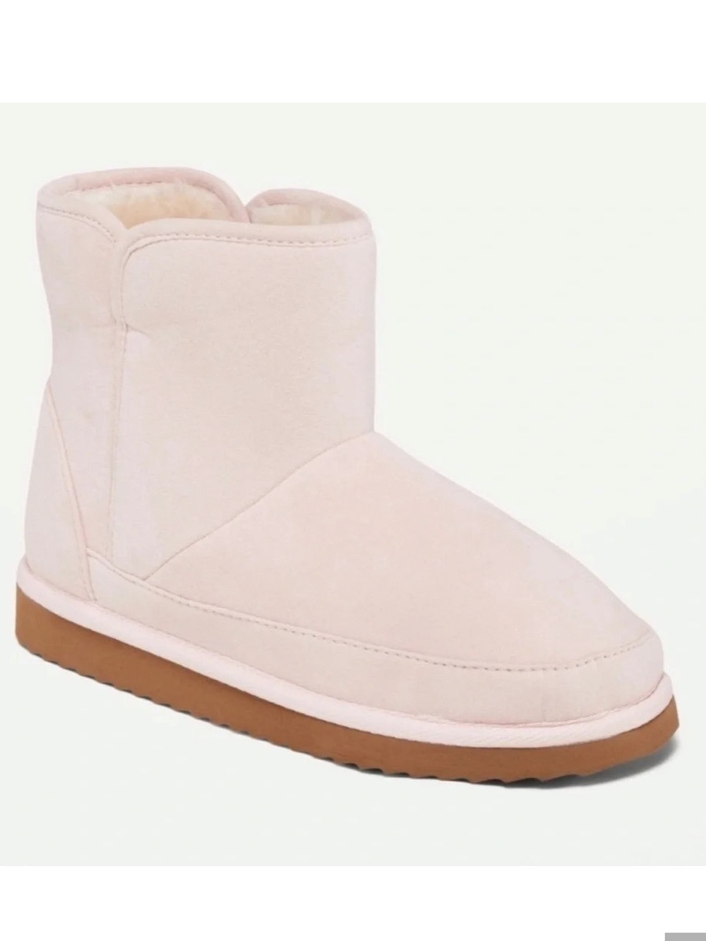 OLD NAVY‎ Cozy Faux Suede Faux Fur Lined Ankle Booties in Pink Bamboo